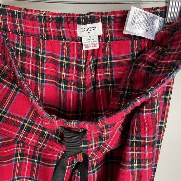 J. Crew Yarn-dyed Cotton Flannel Red Plaid Pajama Lounge Pants Size S Holiday - Picture 7 of 10